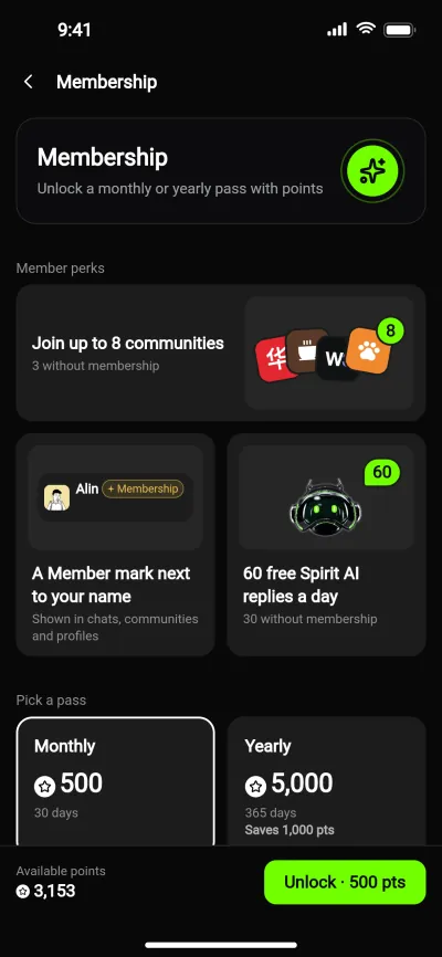 EGGIE membership perks, unlocked with points